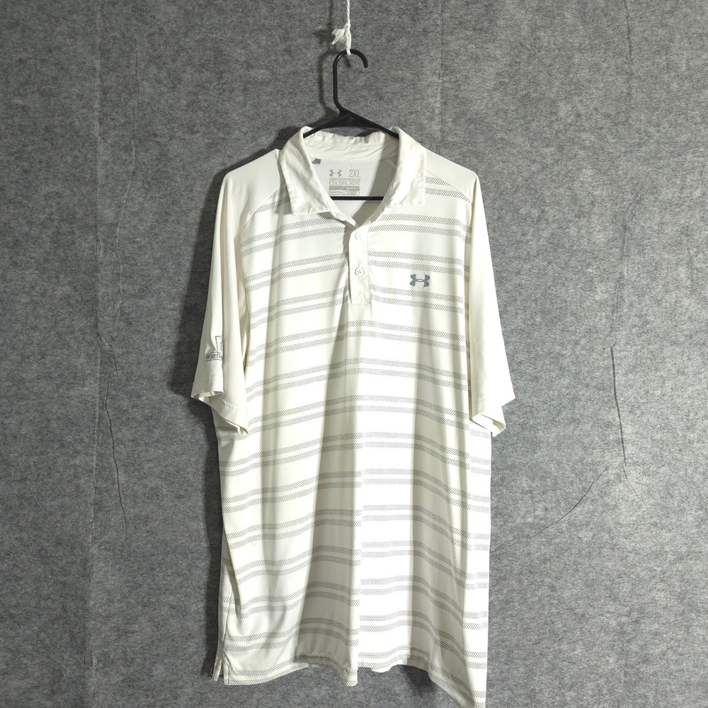 Under Armour Coldblack Golf Polo Shirt 2XL Worthington Logo Striped Performance - Picture 1 of 14